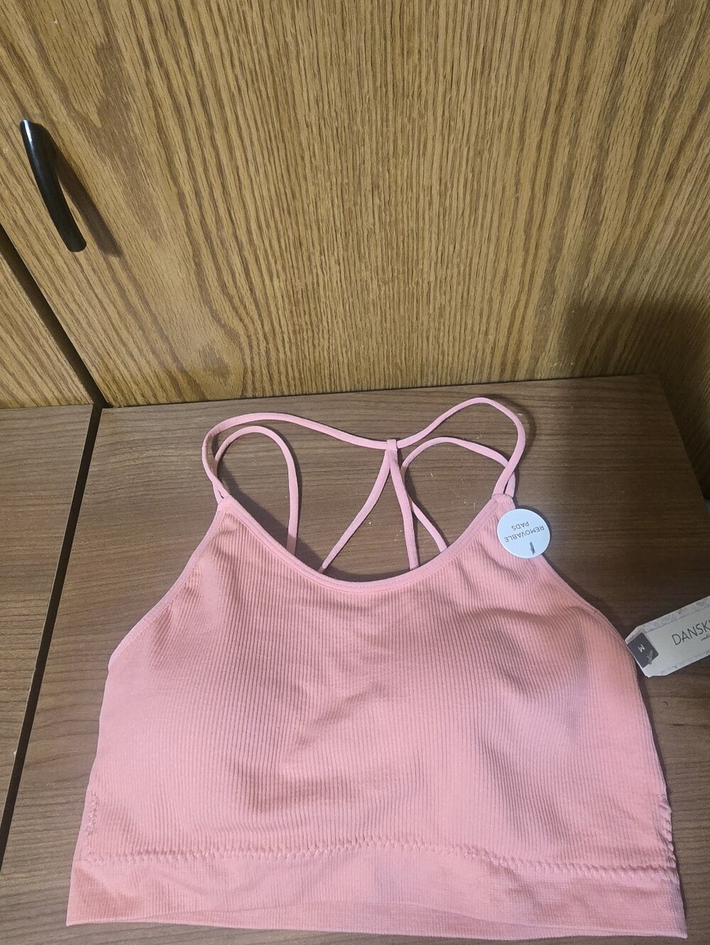 Danskin Peach Ribbed Removable-Pad Bralette